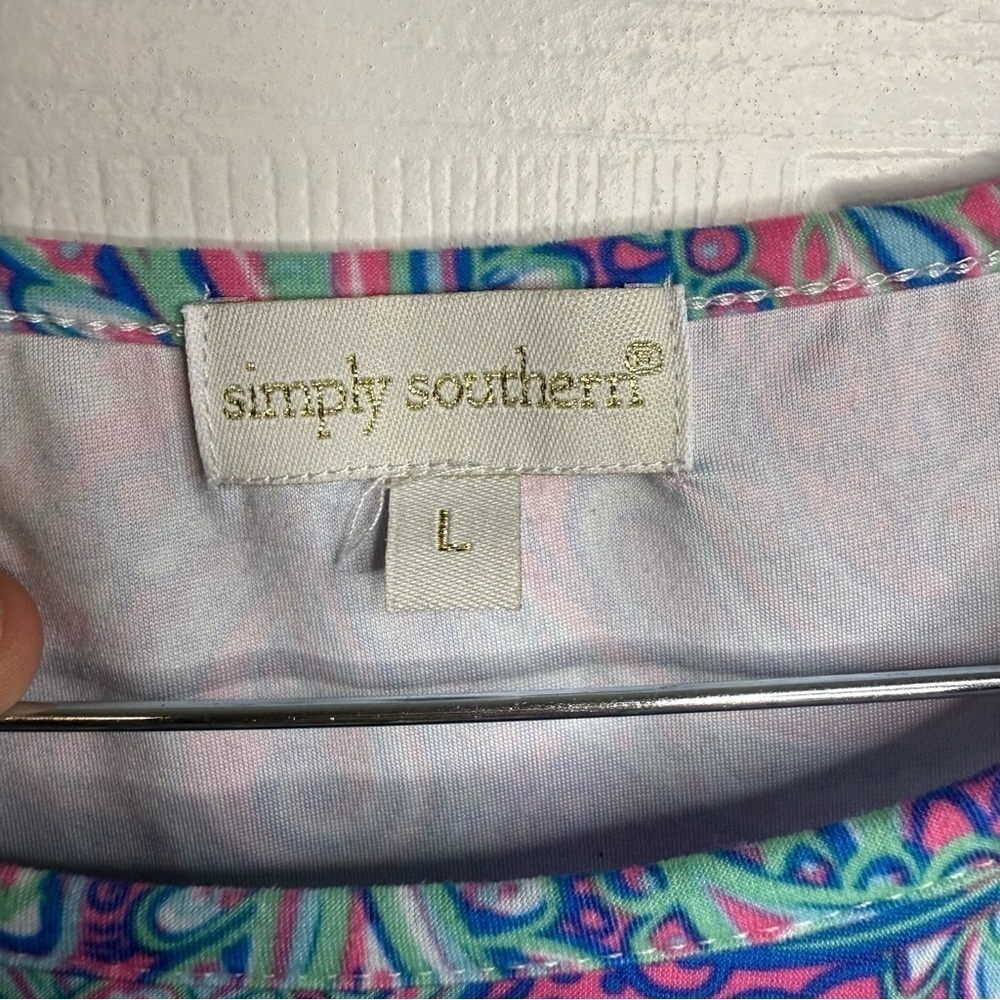 Simply Southern Long Sleeve Paisley Dress - Purple Pink and Teal Size Large GUC - Picture 3 of 6